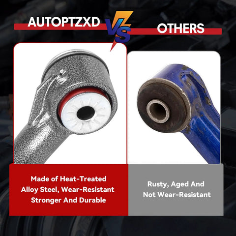 Comparison of heat-treated alloy steel control arm in 2 To 4 Inch Lift Upper Control Arms Kit For Front Tubular Suspension with a rusty alternative