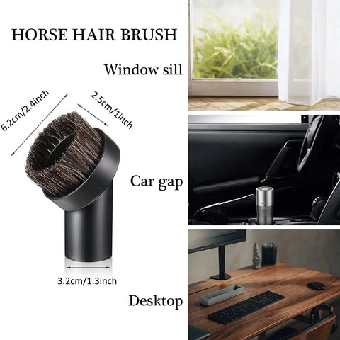 Universal Vacuum Attachment Kit 1 1/4 Inch And 1 3/8 Inch With 8 Piece Brush Set And Adapters for tight spaces like car gap, window sill.