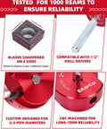 ERAYCO 3/4 in PVC pipe reamer with red CNC‑machined body; compatible with 1/2 in drill drivers