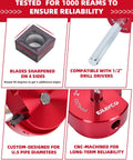4 Inch PVC Pipe Reamer for Plastic Pipe Fittings with aluminum body and carbide insert, fits standard 1/2 inch drills, reliability tested