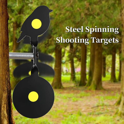 Dope Four Piece Steel Spinning Targets For BB Guns And Air Rifles Auto Reset Animal Silhouette Set bird target in woodland