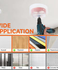 6-1/8 Inch Bi-Metal Hole Saw Kit For Recessed LED Lights With Dust Bowl Catcher in use on ceiling surfaces