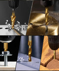 All In One 35 Piece Drill Bit Kit With 3 Step Drills 4 To 12, 4 To 20, 4 To 32, 13 Twist Bits, 6 Taps M3 To M10, 6 Screw Extractors