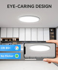 Two Pack 4700 Lumen LED Flush Mount Ceiling Light Ultra Slim 16 Inch 5000K in modern kitchen setting