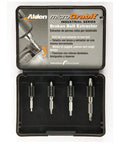 Micro Grabit Broken Bolt Extractor Kit 4507P For Easy Safe Removal Of Stripped Sheared Or Stuck Bolts in case, four extractors visible