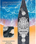 Top view of the Boss Battleship Boat Twin Electric Engines 2.4G Remote Control Warship for Adults on ocean surface