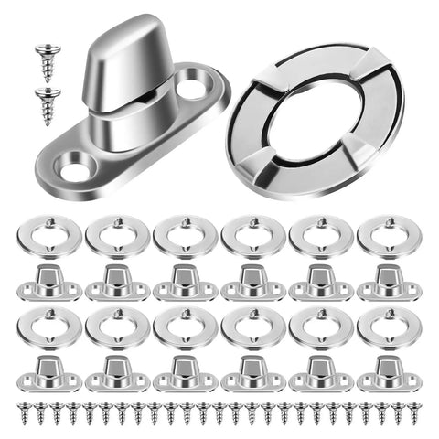 Stainless Steel Turn Button Fasteners Heavy Duty Canvas Tarp Grommet Hardware Kit with screws for outdoor gear.