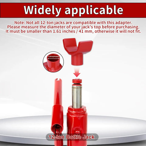 Universal Bottle Jack Adapter For Safe Lifts Built Tough Steel Connector Fits 1.61 Inch Or Smaller Jacks Works With 4.5 Inch Round Axles And 3.5 Inch Square Axles Stable Inclined Angle Design For Easy No Fuss Secure Jacking