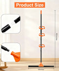 Pro Grade Heavy Duty Floor Squeegee With Long Handle, 18 Inch Rubber Blade, product size display with handle details.