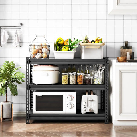 Beefy Heavy Duty 3 Tier Metal Garage Shelving Unit For Storage With 1320 Lb Total Capacity Adjustable Shelves 40 Inches Wide 18 Inches Deep 36 Inches High Ideal For Reptile Tanks Aquariums Pantry And Garage Black in kitchen storage use