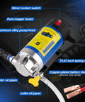 Heavy Duty 12V Electric Oil Extractor Pump, copper motor, aluminum alloy head, 70.87-inch wire, designed for fluid exchange.