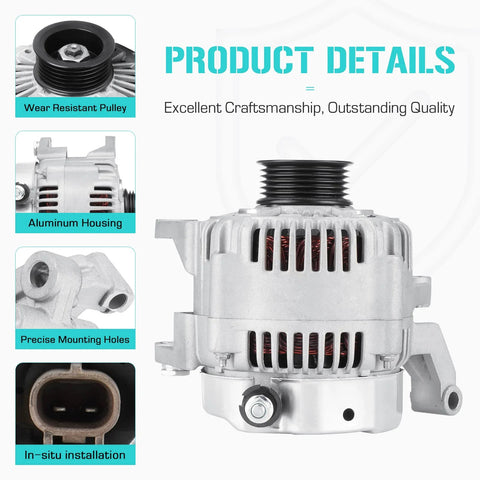 Durable High Output Alternator Replacement For Grand Cherokee 4.7L aluminum housing plug-and-play install view