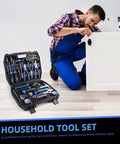 62 Piece Home Tool Set With Storage Toolbox Handy Diy Ready Kit For Home Garage Apartment And Dorm Includes Hammer Screwdrivers Pliers