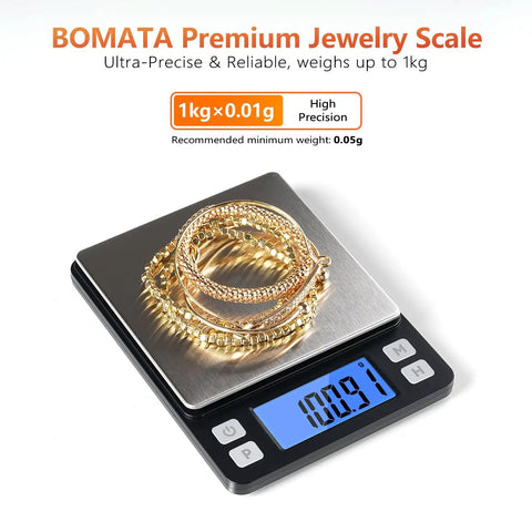 High Precision Jewelry Scale With 0.01g Accuracy And 1000g Capacity Portable Digital Gram Scale holding gold jewelry