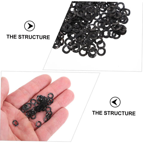 Beefy 500 Piece Wave Washers Kit With Compression Type Springs, Spring Steel Wave Washers For Screws And Bolts In Home Appliances, Automotive And Industrial Projects, black washers in hand