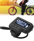 Six Pin LCD Ebike Display Panel for 24V 36V 48V 60V Electric Bikes on 22.2mm Handlebar showing speed, battery, distance data