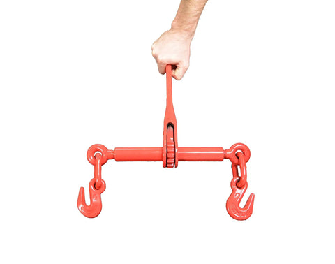 Two Pack Ratchet Load Binder Kit For 5/16 To 3/8 Inch Chain With 5400 Lbs Working Load Limit, 24 Inch Hook To Hook, 15.5 Inch Ratchet Handle