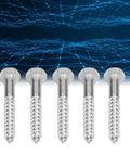 Front view of heavy duty wood hex lag screws with half thread, self tapping design, no pre drill needed, made from A2-70 stainless steel for maximum strength and durability, integrated easy install, perfect for carpentry and deck projects M8 by 60mm.