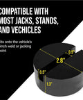 Slotted Rubber Jack Pads For Pro Grade Lifts, Pinch Weld And Frame Rail Protector, 2.8 Diameter, 1.3 High, Black