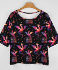 Women's Loose Boat Neck Short Sleeve T Shirt Casual Comfortable Lightweight Top For Work Travel Dragon Lover Tee with colorful dragon print