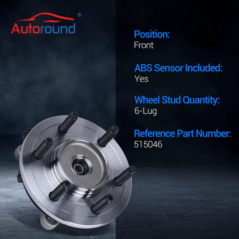 Two Pack Front Wheel Hub And Bearing Assembly For Ford F 150 2004 2005 4WD 6 Lug With ABS Front Left And Front Right Driver Side