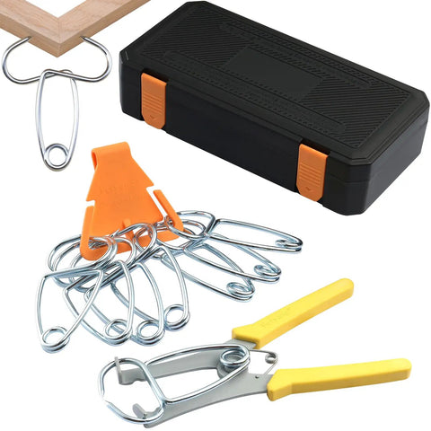 Pro Grade 8 Piece Miter Clamp Kit For Woodworking With Clamp Holder And Pliers, Ideal For Picture Frames, Trim, Crown Molding, Baseboards, Door And Window Casings, And Fixing Compound Miter Joints