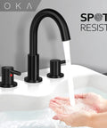 8 To 16 Inches Widespread Matte Black Bathroom Faucet With Two Handles, Sleek Modern Industrial Vanity Sink Faucet, water flowing