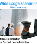 360 Degree Mini Copper Coated Survey Prism With L Bar Bracket Mount For Total Station, Quarter Inch Thread Compatible, Includes Both Male And Female Quarter Inch Threads, Easy Install With Strong Reinforced Mounting Bracket For Stable Readings, 360° prism on L-bracket