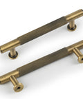 Antique Brass Cabinet Pulls 5 Pack Solid Brass Dresser Drawer Handles 3-3/4 Inch Center To Center Modern Door Pulls showing textured design