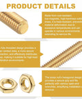 Brass Fully Threaded Rod M8 x 1.25 Pitch Right Hand Threads With Solid Brass Hex Nuts, 200mm Long Heavy Duty Fasteners