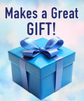 Blue gift box with bow and text 'Makes a Great Gift!'