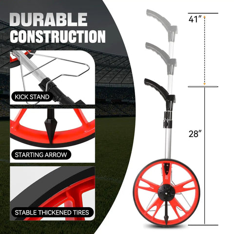 Digital Measuring Wheel With Three Section Foldable Frame And Bright LED Display For Quick Garden Survey And Land Counting Slings Into Compact Backpack Crafted Rock Solid To Track Every Foot Straight Up Accurate For Any Outdoor Gig