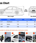 Size chart for SUVs, sedans, hatchbacks up to 198 inches, includes unsuitable vehicle features. Beefed Up Heavy Duty Hail Protection Car Cover For SUV Waterproof Padded Outdoor Shield With Reflective Stripes Full Exterior Cover Protects Against Snow And Rain Storms Fits SUVs Up To 198 Inches.