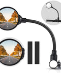 Rear View Bike Mirror Mount With Adjustable Rotatable Head, Wide Angle Acrylic Convex Safety Mirror, No Tools Required
