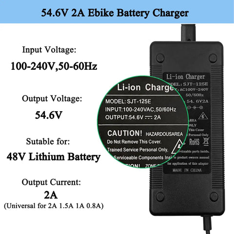 Universal 5 In 1 48V Lithium Battery Charger For Ebikes And Electric Scooters, Fast 2A Power Adapter With Five Connectors, Works With 48V Batteries For Electric Bikes, One Wheel, And Other Electric Vehicles