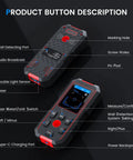 Buttons and features of Three In One Stud Finder With 196 Feet Laser Measure And Wall Scanner For Wood Metal And Live Wires.