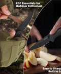 Mini Folding Pocket Knife With Two Point Eight Inch 8Cr13MoV Steel Blade Black Oxide Coated For Tough Wear Ultra Smooth Ball Bearing Pivot Deep Carry FRN Handle Everyday Carry Dope Knife For Men Women Ideal For Camping Hiking And Survival, black folding knife cutting wood and apple