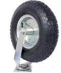 No Sweet Glide 12 Inch Pneumatic Caster Wheels Set With Precision Ball Bearings And Knobby Ribbed Rubber Tires on metal mount.