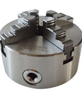Front view of a 125mm metal four-jaw lathe chuck with adjustable jaws for CNC lathe