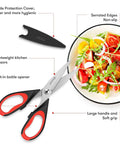 Heavy Duty Kitchen Scissors Set Eight And A Half Inch Two Pack Stainless Steel Shears For Meat Poultry Food Prep With Protective Sheath Over Salad