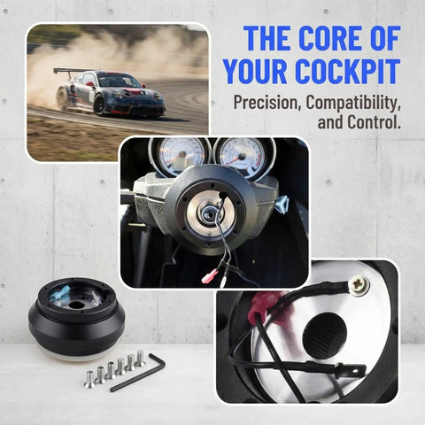 125H Aluminum 6 Hole Short Hub Steering Wheel Adapter Kit Direct Bolt-On Base Connection Fits Lexus IS GS Scion XA XB XD TC 2012 Onward FR-S BRZ Toyota Camry Corolla Matrix Tacoma FJ Cruiser shown with components