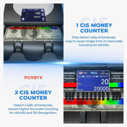 Bank-Grade Money Counter With External Display And All-In-One Thermal Printer, Quick Counts Mixed Denominations, Multi Currency