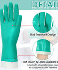 Heavy Duty 15 Mil Nitrile Gloves Twenty Pairs Pack Chemical Resistant X Large with skid resistant design and hypoallergenic lining.