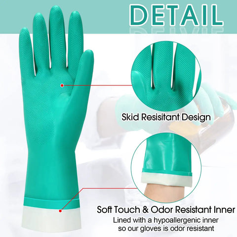Heavy Duty 15 Mil Nitrile Gloves Twenty Pairs Pack Chemical Resistant X Large with skid resistant design and hypoallergenic lining.