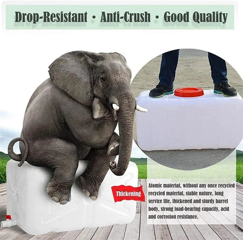 Food Grade Water Storage Tank 340L Plastic Storage Barrel with elephant demonstrating strength, for versatile use