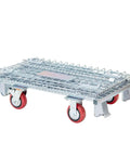 Beefy Heavy-Duty Collapsible Wire Mesh Cart With Casters 32x20x24 Steel Storage Bin, red wheels