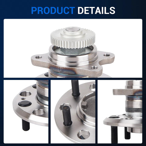 Rear Wheel Hub And Bearing Assembly 5 Lug ABS Pair Fit For Hyundai Sonata 2006 2009 And Kia Optima 2006 2010 Replaces 527303K000 512265 OEM Quality Wheel Hub Kit, showing detailed views of hub, flange, and bolts.