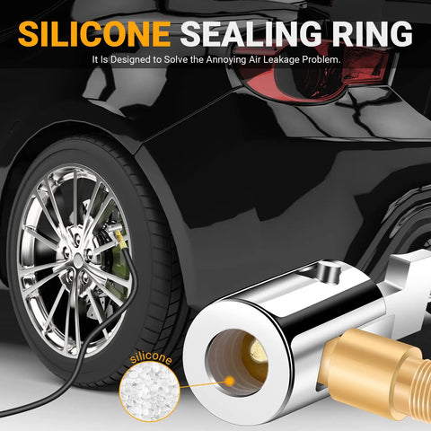 All Metal Lock On Air Chuck For Tire Inflation 90 Degree Locking Valve Chuck with silicone sealing ring on car tire