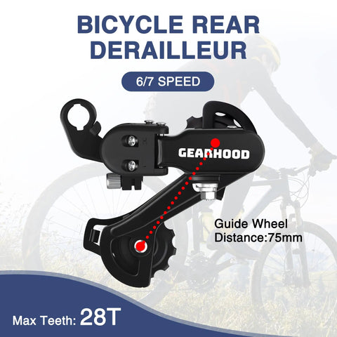 6/7 Speed Rear Derailleur Direct Mount For Mountain, Hybrid, Cruiser, Kids, Tricycle And Folding Bikes, Smooth Shifting