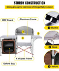 Aluminum Portable Folding Camp Kitchen Table With Windscreen Cupboard And Storage Organizer Carrying Bag for outdoor use